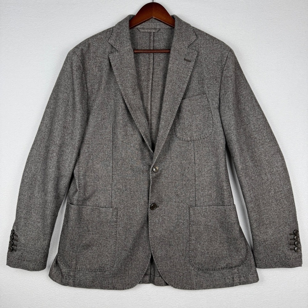 Massimo Dutti Mens Size 54 44 Slim Fit Wool Blend Blazer Brown 2-Button Jacket